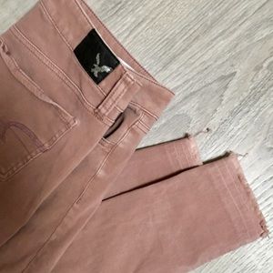 American Eagle Outfitters pink pants raw ankle